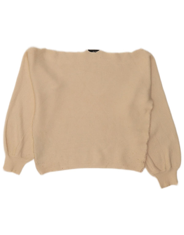 Zara Womens Crop Boat Neck Jumper Sweater UK 16 Large Off White Viscose