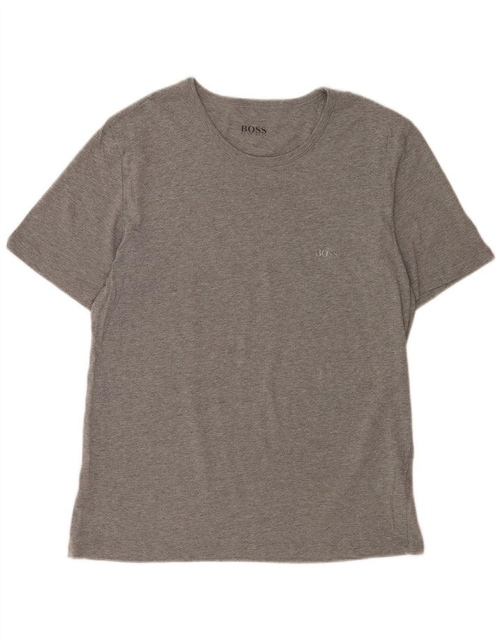 Hugo Boss Herre T-Shirt Top Stor Grå Flecked Bomuld