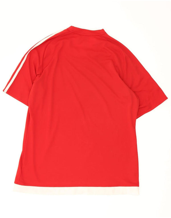 Adidas Herre Climalite T-Shirt Top Stor Rød Colourblock Polyester