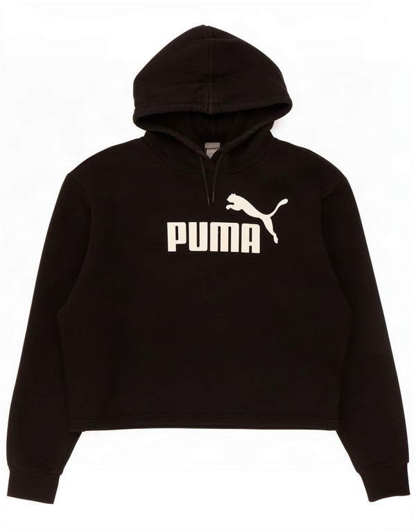 Puma Womens Graphic Oversized Hoodie Jumper UK 6 XS Black