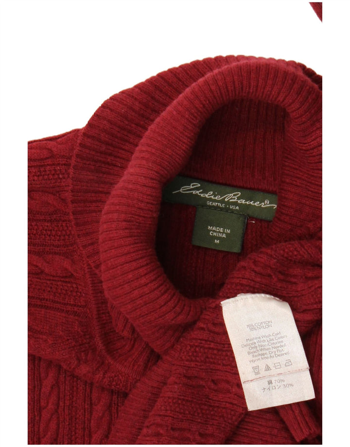 Eddie Bauer Dame Rullehals Sweater UK 12 Medium Rød Bomuld