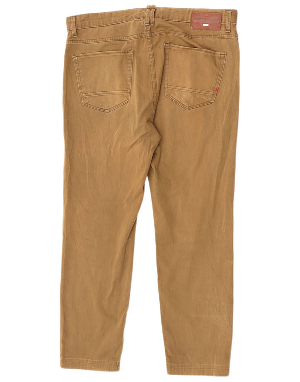 Zara Herre Slim Casual Bukser EU 44 Large W34 L26 Beige Bomuld