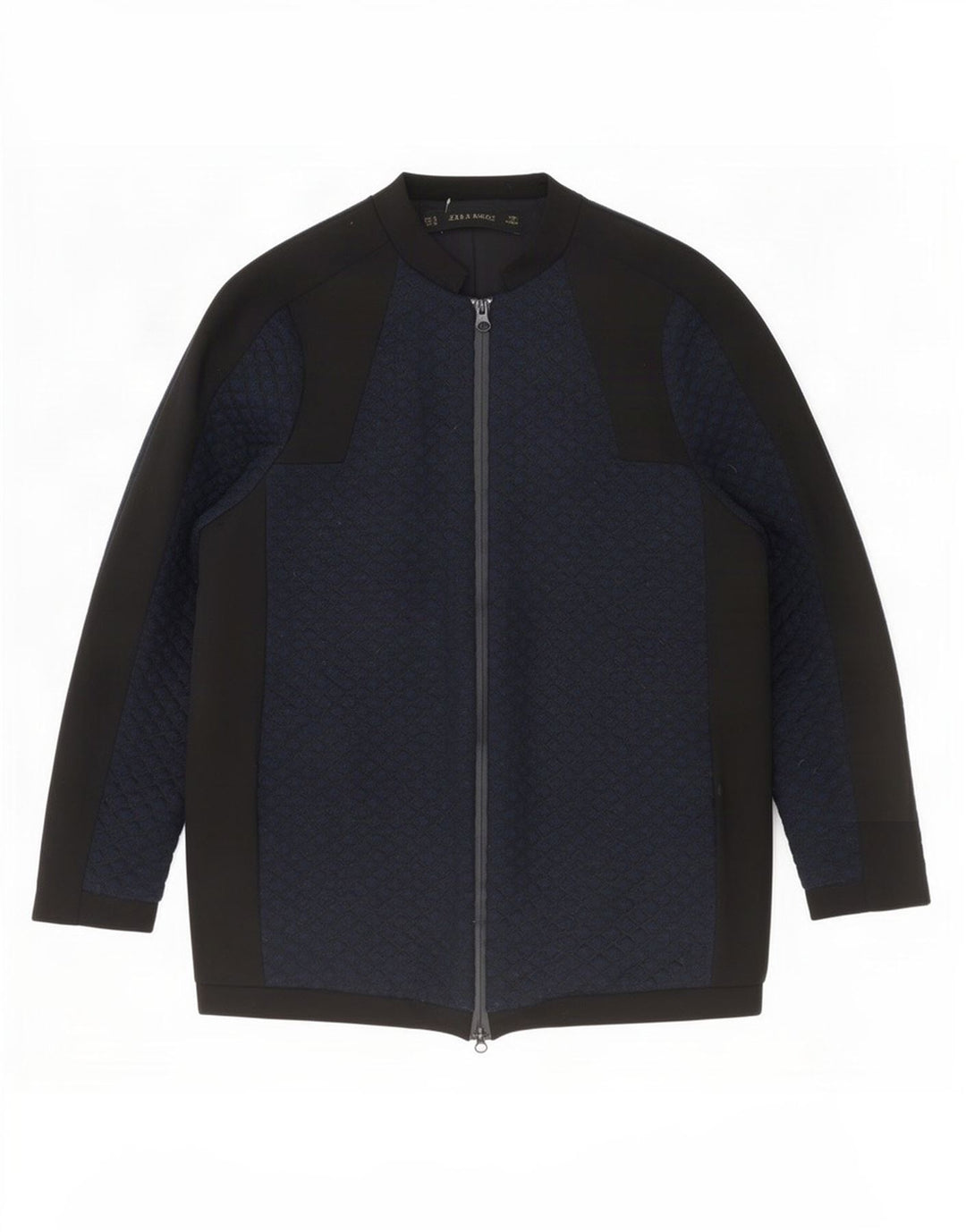Zara Womens Oversized Bomber Jacket UK 10 Small Navy Blue Colourblock