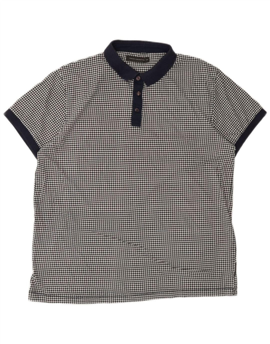 French Connection Polo Shirt til mænd 2XL Sort Houndstooth Bomuld