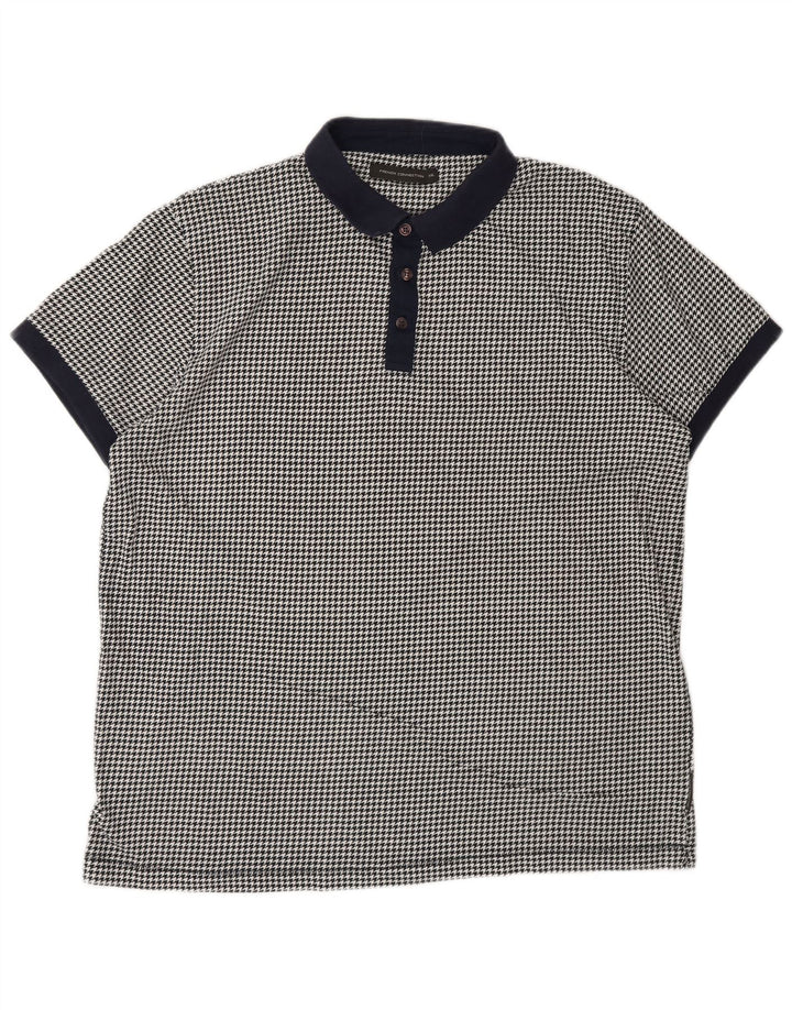 French Connection Polo Shirt til mænd 2XL Sort Houndstooth Bomuld