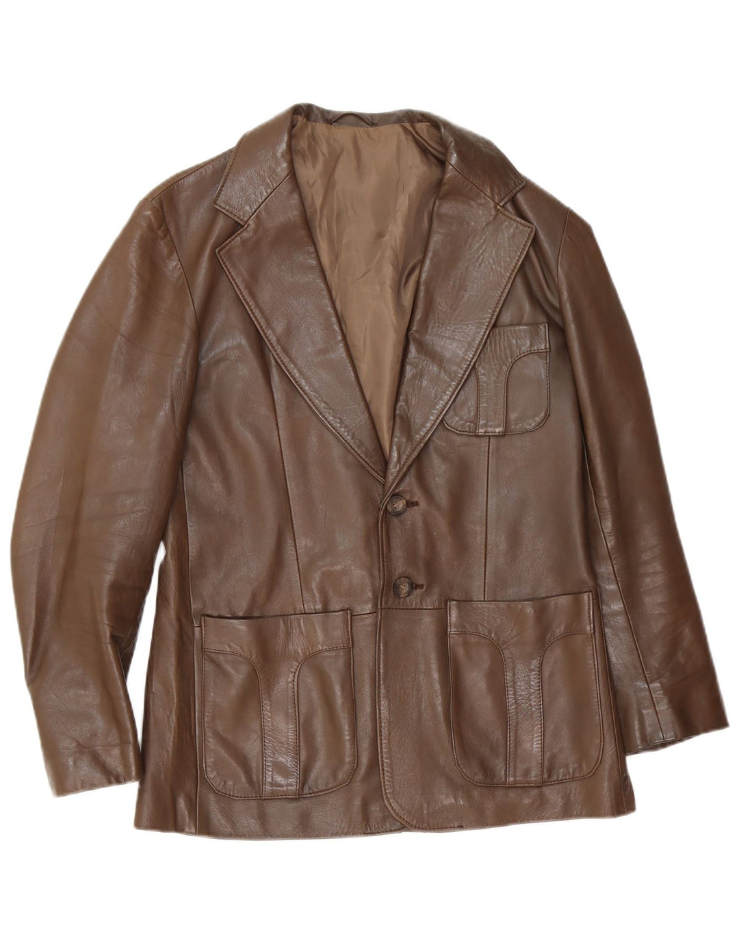 Vintage herre 2-knaps læder blazerjakke UK 38 medium brun