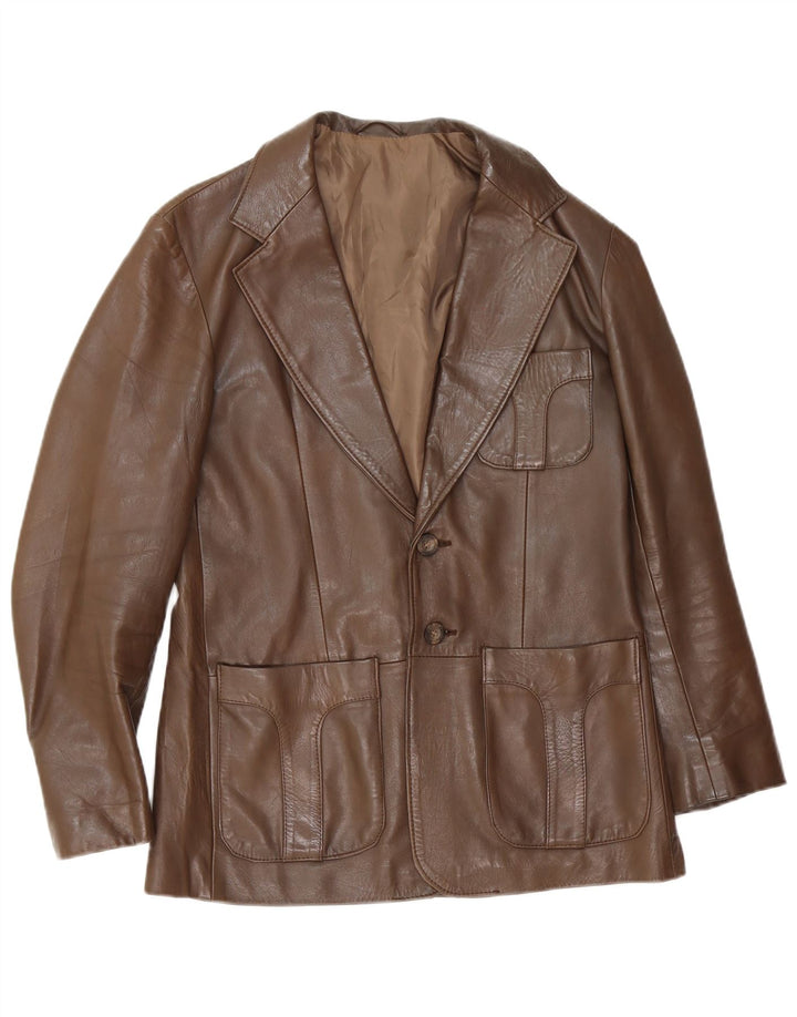 Vintage herre 2-knaps læder blazerjakke UK 38 medium brun