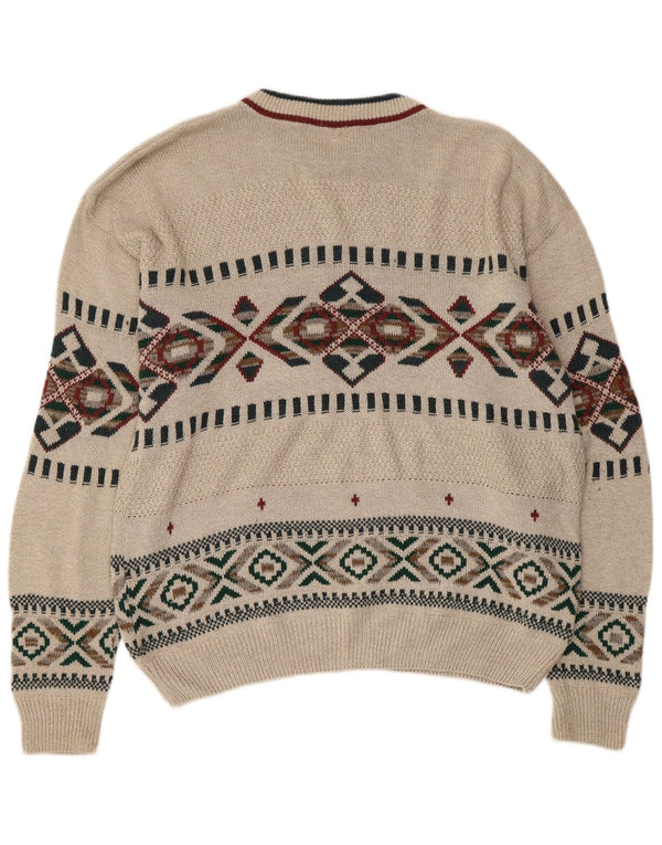 VINTAGE Herretrøjetrøje med rund hals Medium Beige Fair Isle