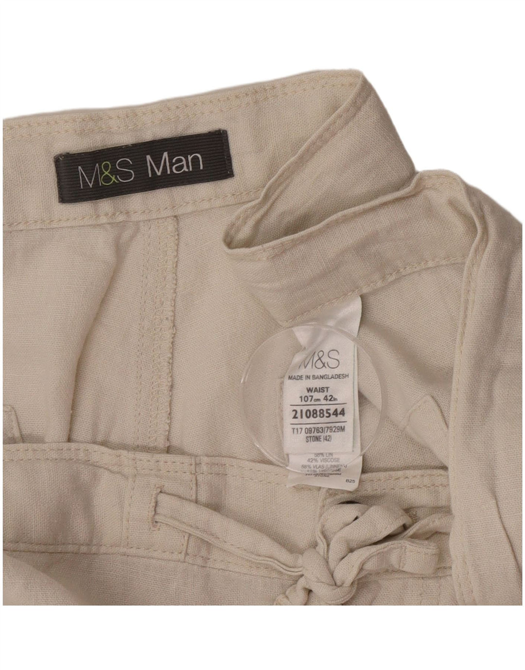 Marks & Spencer Herre Chino Shorts W42 2XL Beige Hør