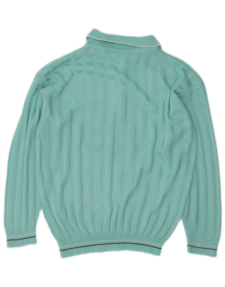 Vintage herre polo hals sweater medium turkis