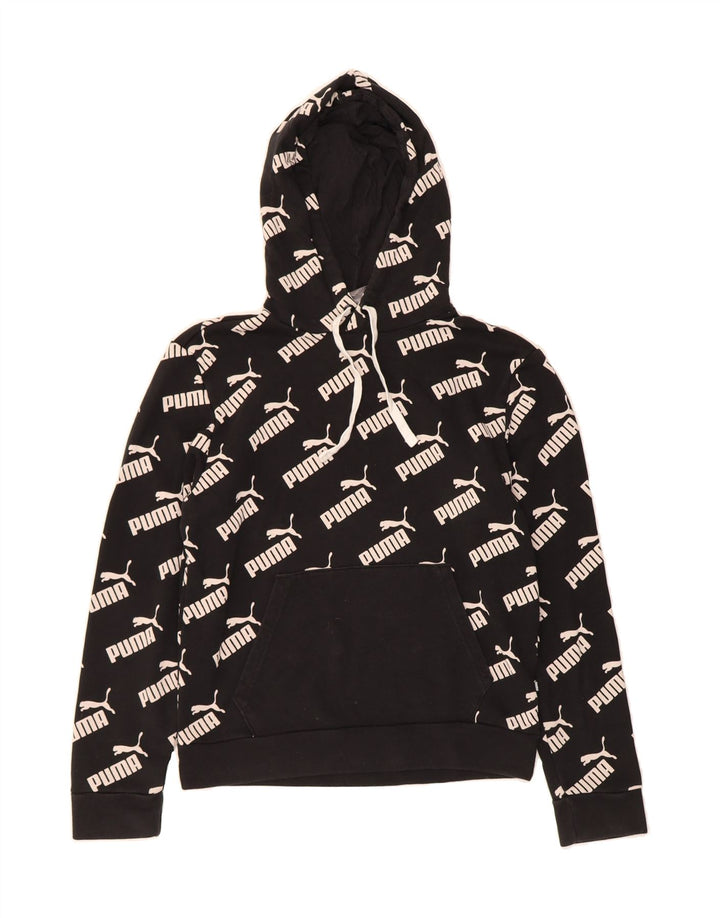 PUMA Mens Graphic Hoodie Jumper XS Black Vintage Puma and Second-Hand Puma from Messina Hembry 
