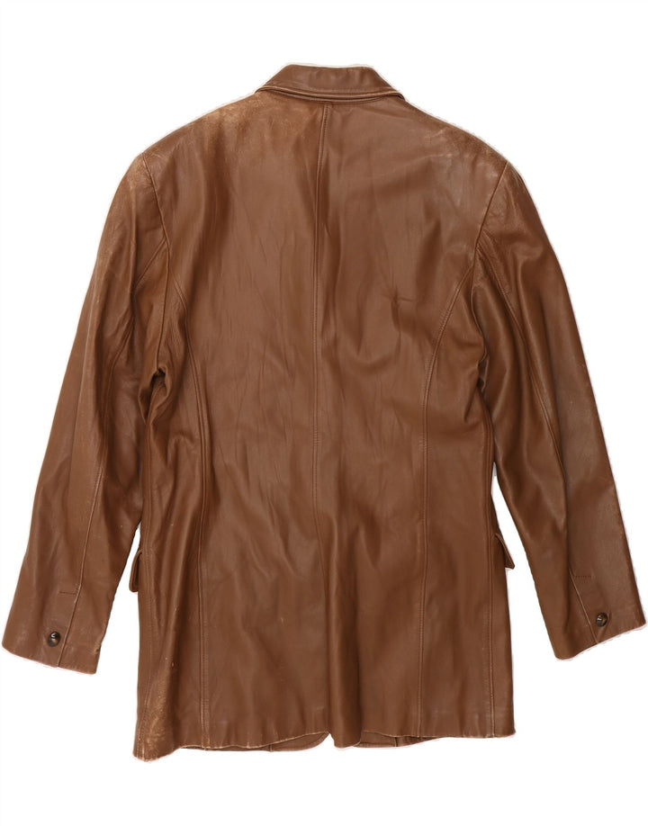 VINTAGE Womens Leather 2 Button Blazer Jacket IT 44 Medium Brown Leather Vintage Vintage and Second-Hand Vintage from Messina Hembry 
