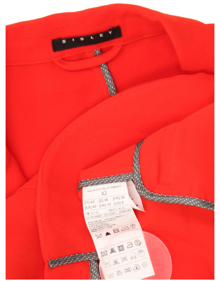 Sisley Dame 4 Button Blazer Jacket UK 10 Small Orange Polyester