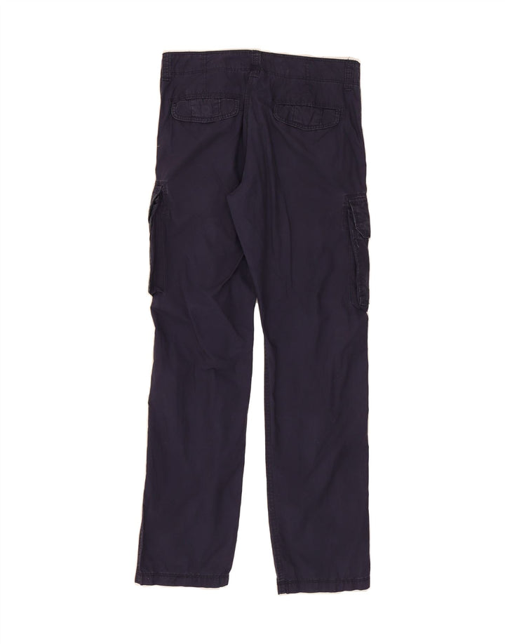 BENETTON Womens Straight Cargo Trousers IT 44 Medium W30 L32 Navy Blue Vintage Benetton and Second-Hand Benetton from Messina Hembry 