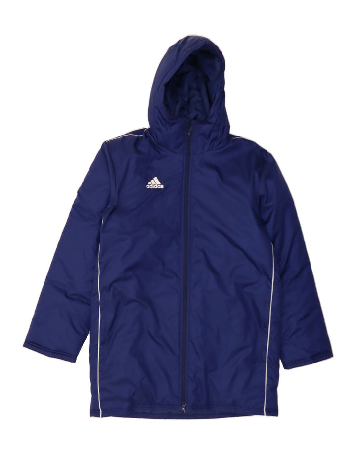 ADIDAS Mens Hooded Windbreaker Coat UK 36 Small Navy Blue Polyester Vintage Adidas and Second-Hand Adidas from Messina Hembry 
