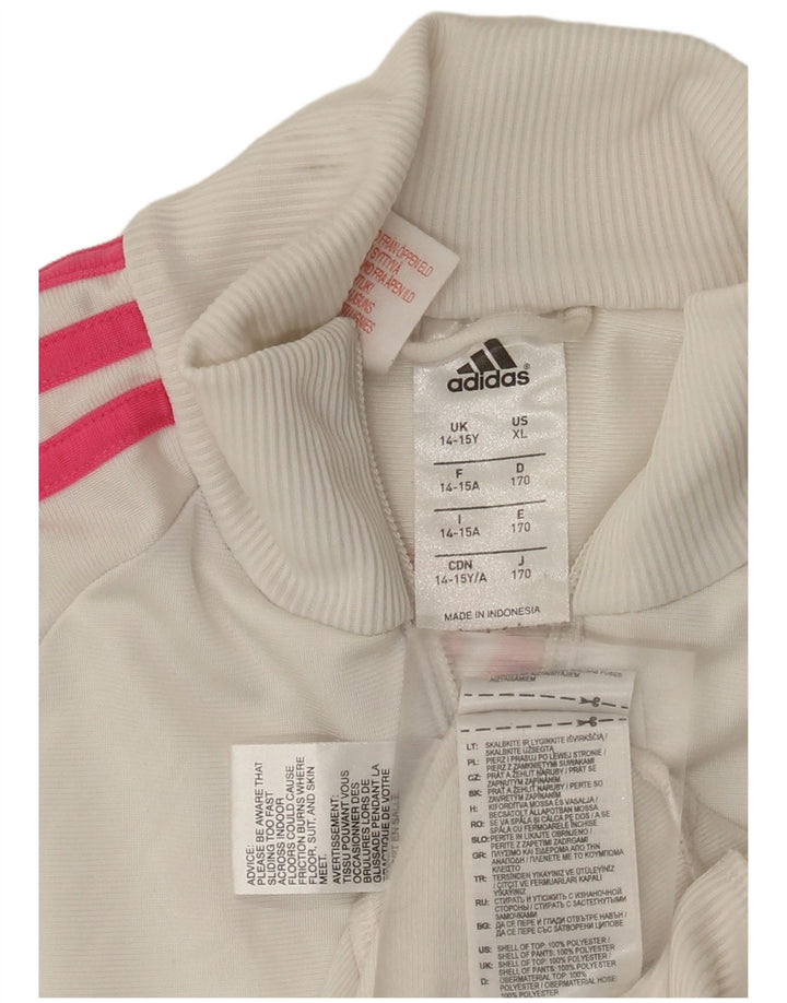 Adidas piger grafisk træningsdragt topjakke 14-15 år hvid polyester
