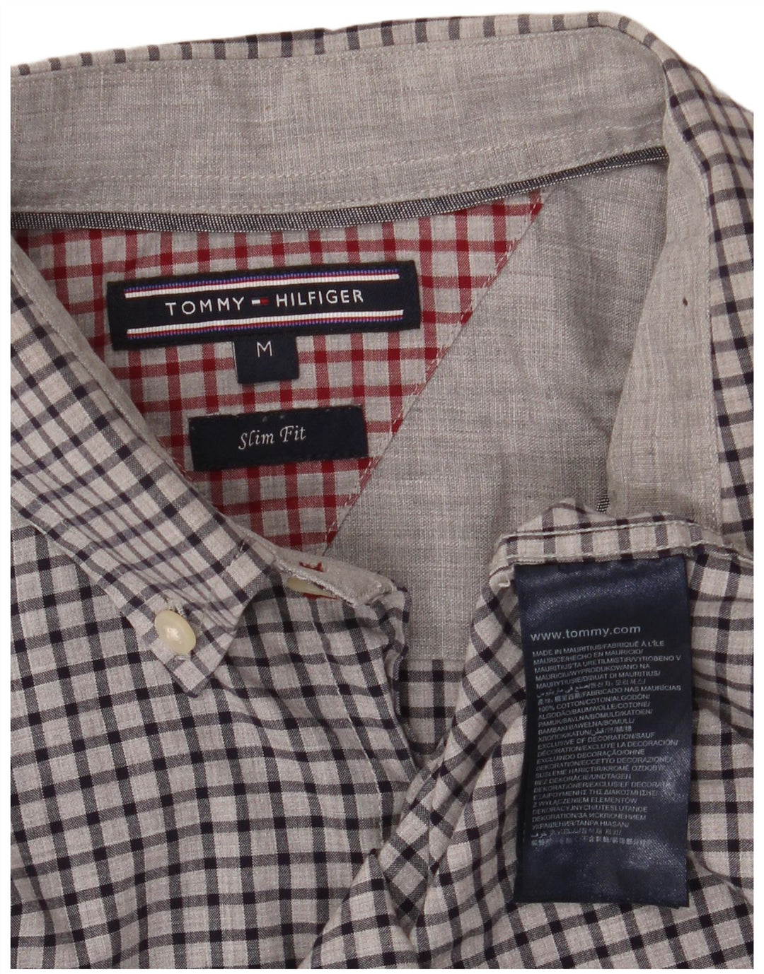 Tommy Hilfiger Herre Slim Fit skjorte Medium Grey Gingham Cotton