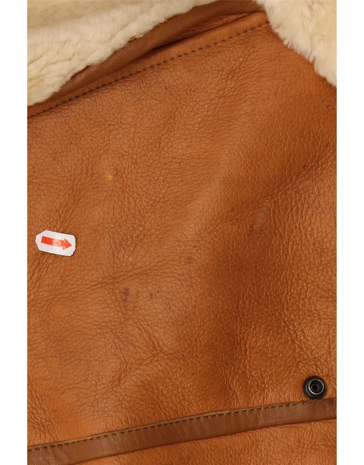 Vintage Herre Shearling Jacket UK 36 Small Brown