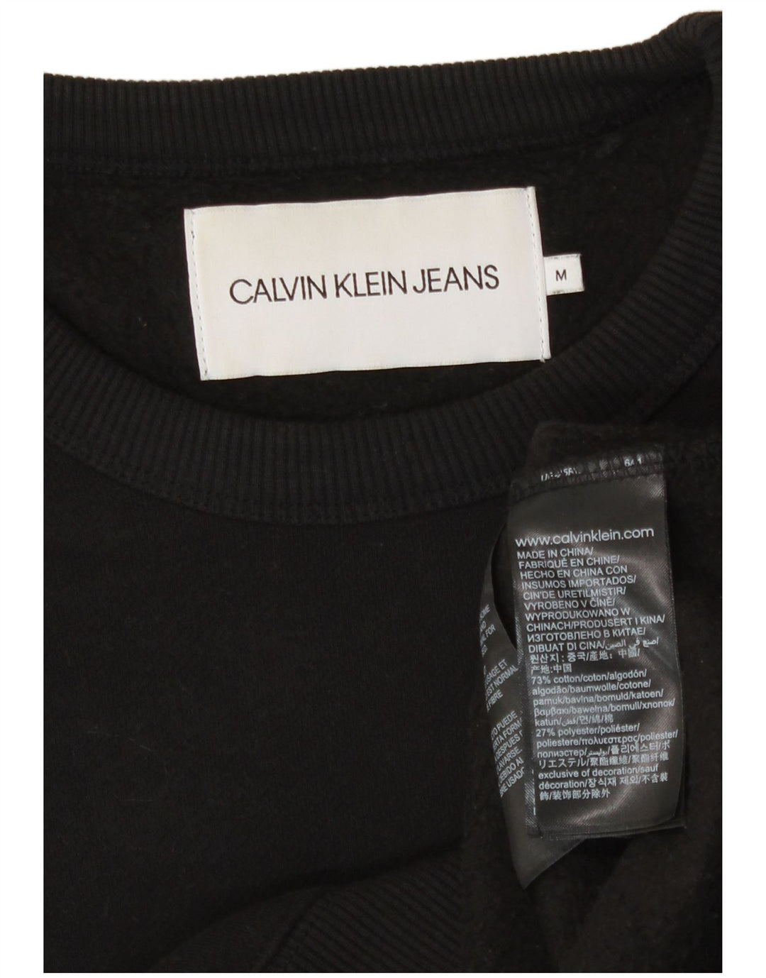 Calvin Klein Jeans Herre Grafisk Sweatshirt Jumper Medium Sort Bomuld