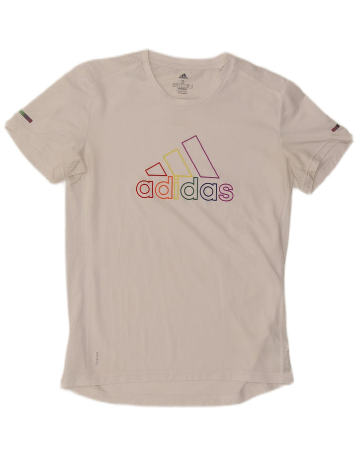 Adidas Running Graphic T-Shirt Top Medium White Polyester