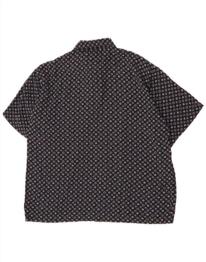 Vintage Kortærmet Herreskjorte Medium Sort Geometrisk