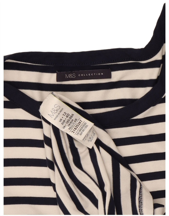 Marks & Spencer Dameskedekjole UK 12 Mellem marineblå stribet viskose
