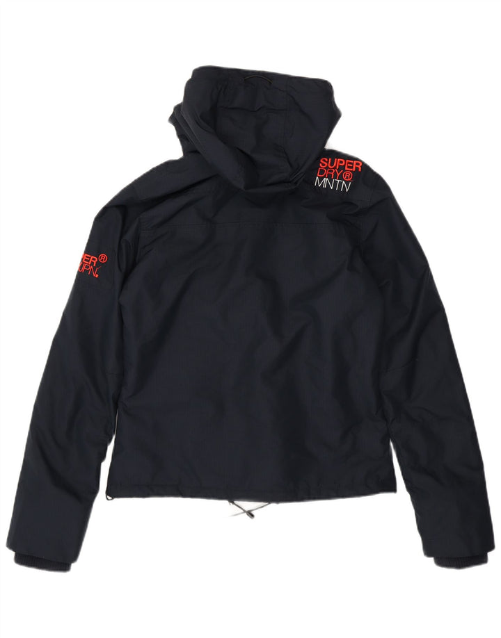 SUPERDRY Dame grafisk hættejakke UK 8 Small Navy Blue