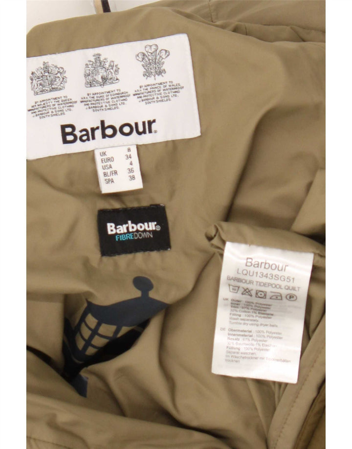 Barbour Dame Hætte Oversized Polstret Jakke UK 8 Lille Grøn Polyester