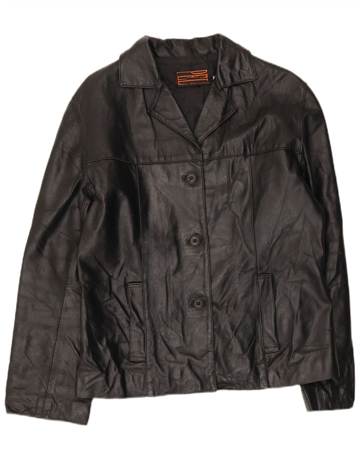 Vintage læderjakke til kvinder UK 14 Medium sort læder