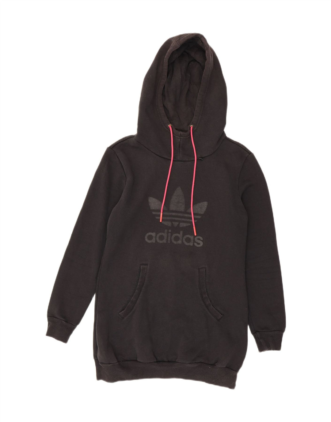 Adidas Longline Graphic Hoodie Jumper til kvinder EU 42 Medium Black Polyester