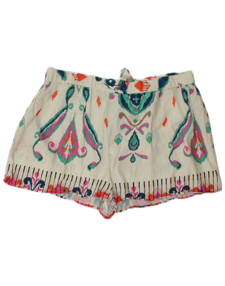 Zara Dame Hot Pants 2XL W38 Hvid Ikat Linned