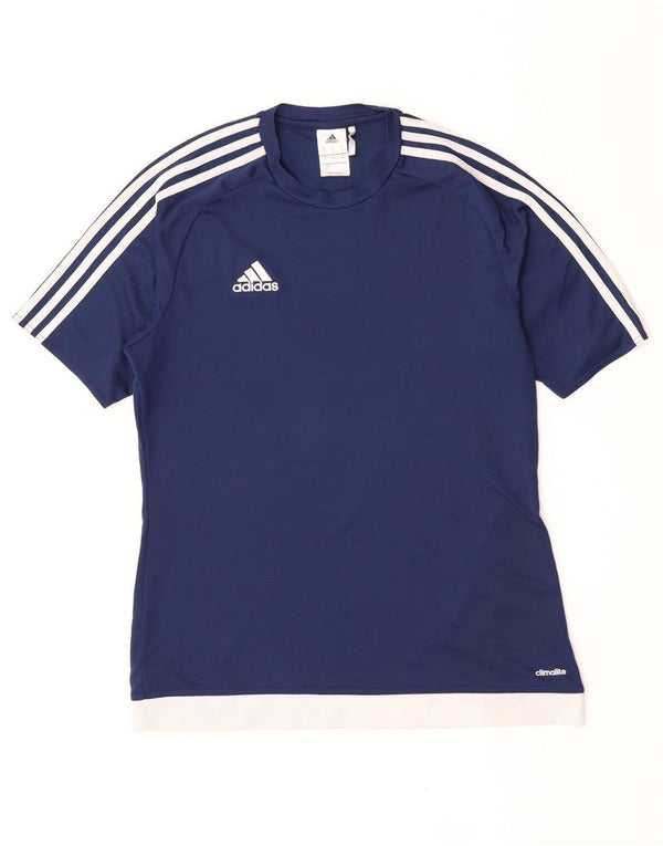 Adidas Herre Climalite T-Shirt Top Medium Marineblå Colourblock Polyester