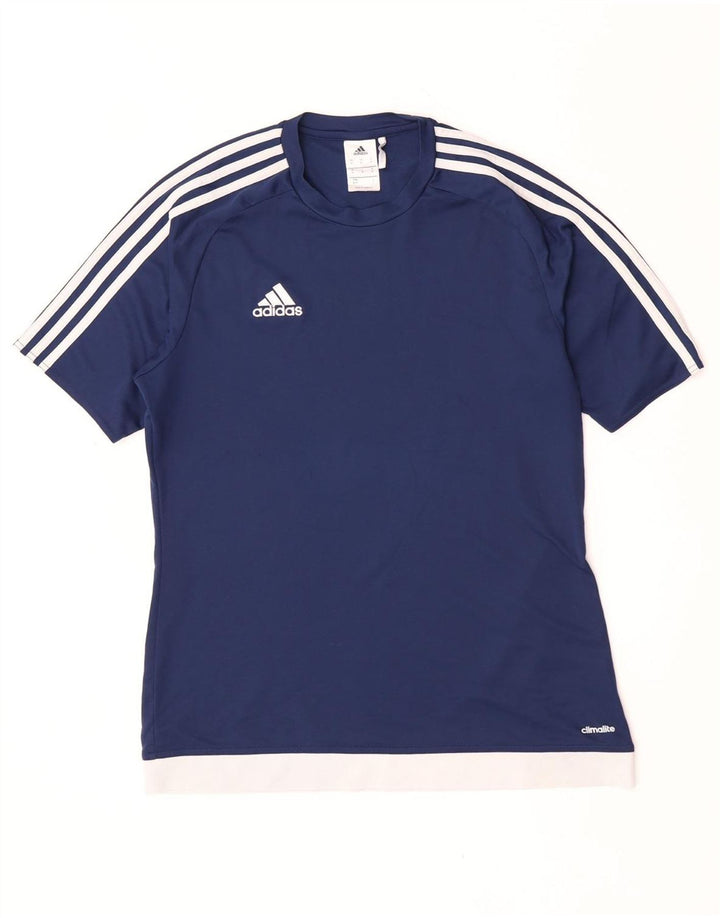Adidas Herre Climalite T-Shirt Top Medium Marineblå Colourblock Polyester