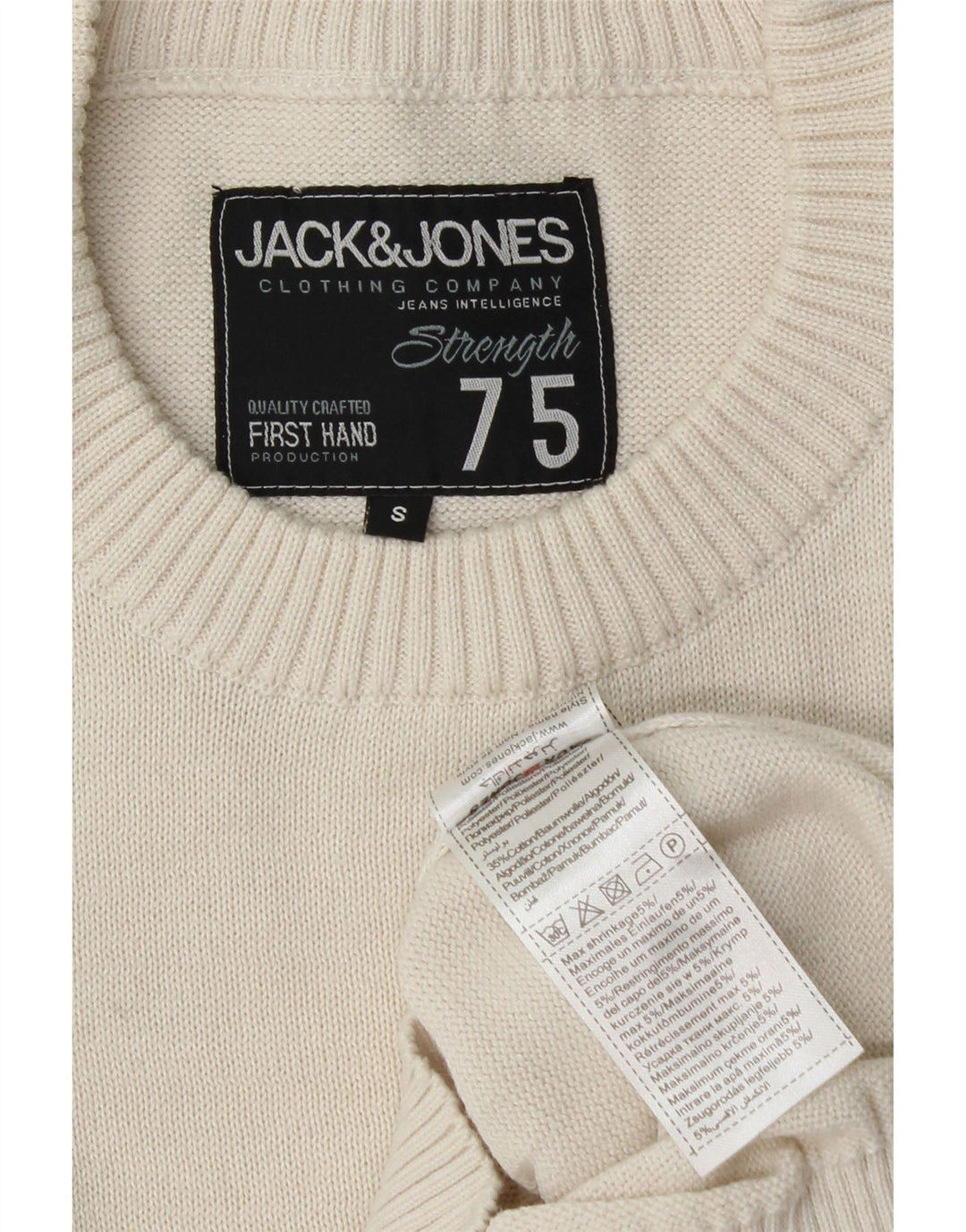JACK & JONES Herre grafisk rund hals sweater lille off white