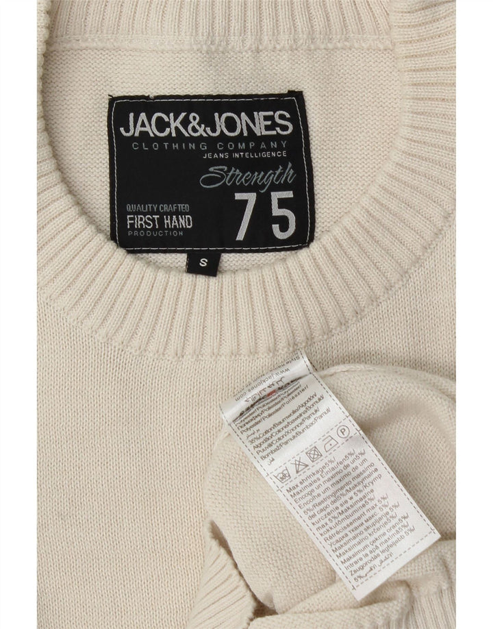 JACK & JONES Herre grafisk rund hals sweater lille off white