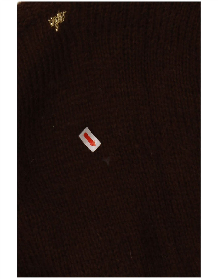 VINTAGE Dame Cardigan Sweater UK 8 Lille Brun