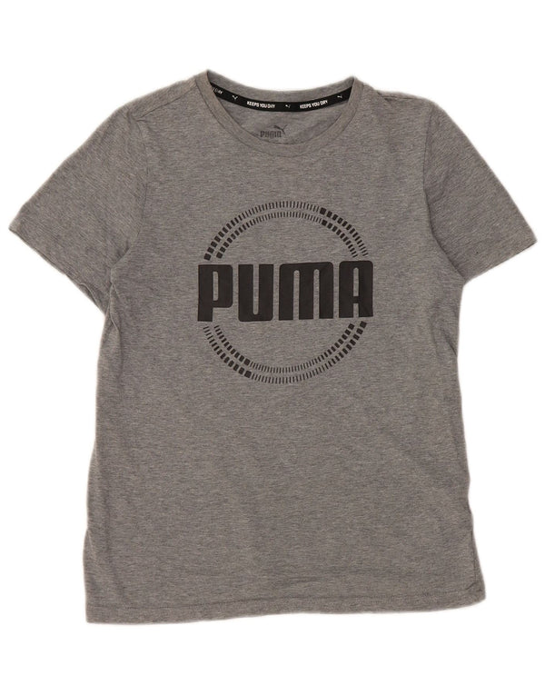 PUMA Boys Graphic T-Shirt Top 11-12 Years Grey Cotton