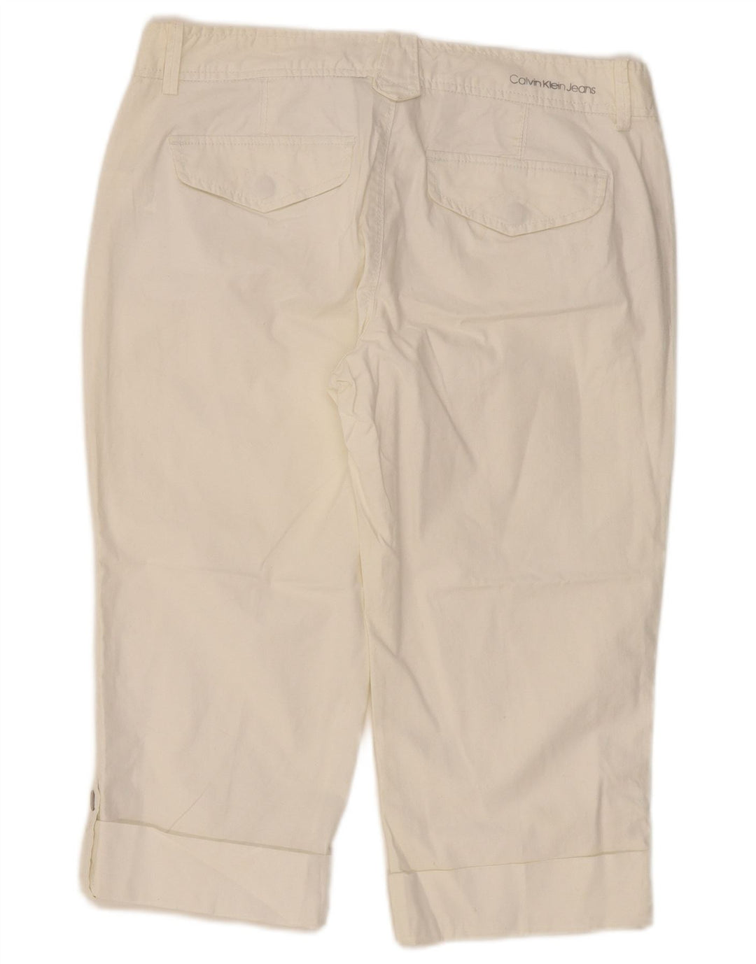 CALVIN KLEIN Dame Slim Capri Bukser US 12 Large W34 L19 Off White