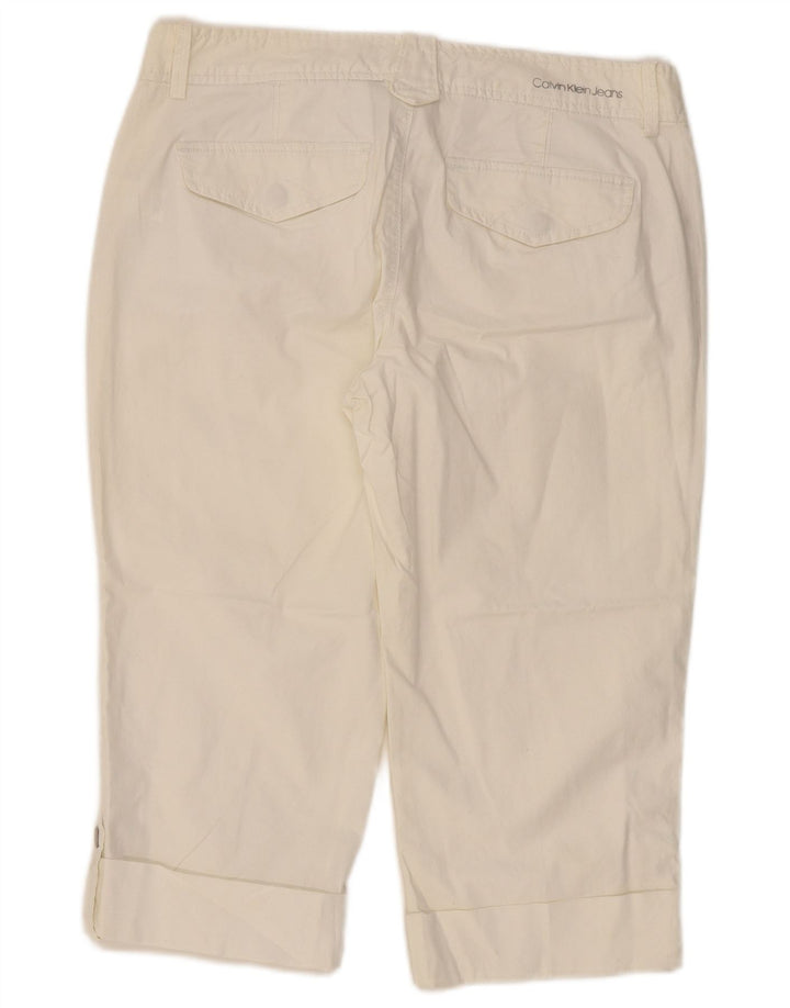 CALVIN KLEIN Dame Slim Capri Bukser US 12 Large W34 L19 Off White