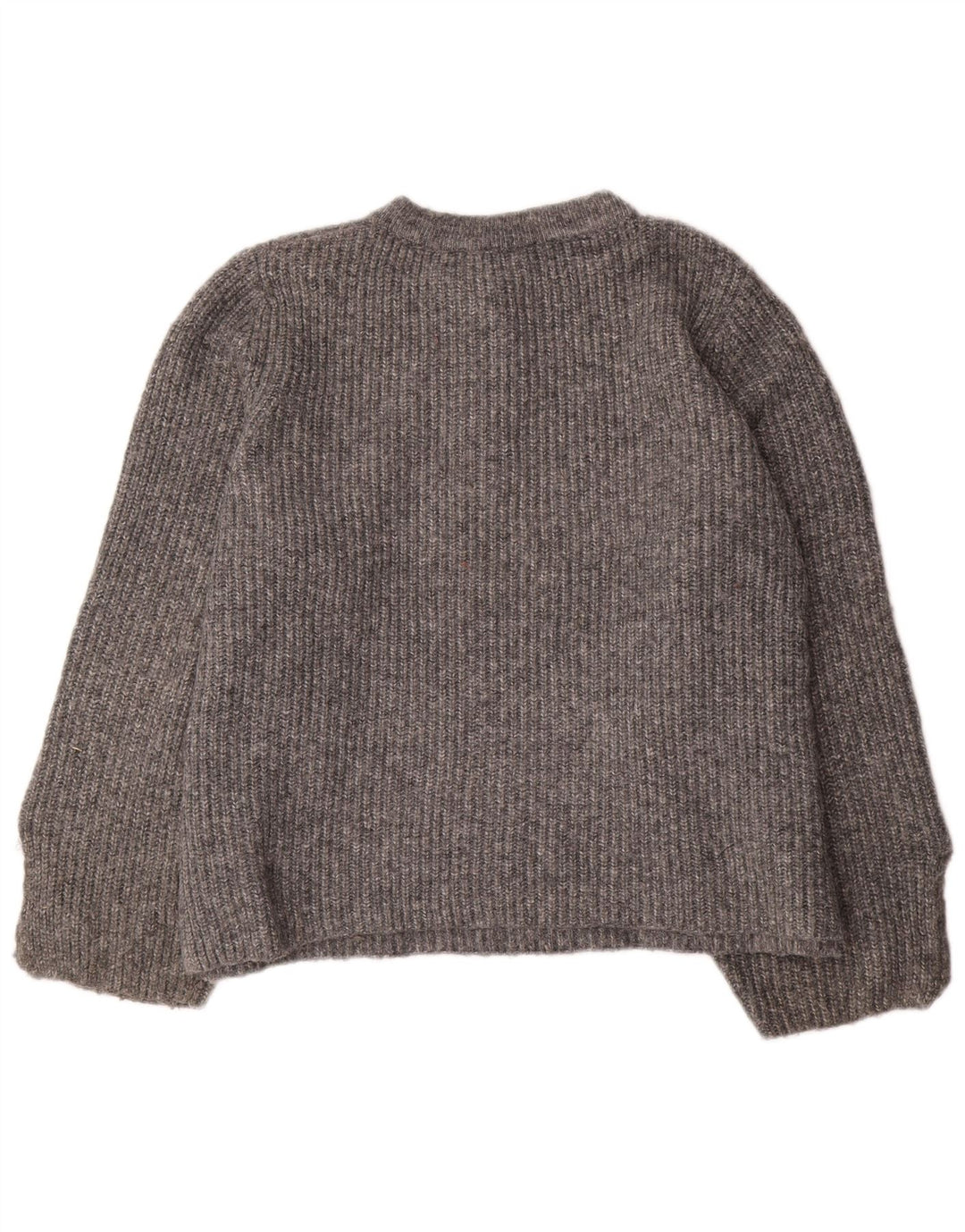 ZARA dame sweater med rund hals i overstørrelse UK 10 lille grå akryl