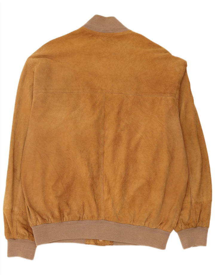 Vintage herre ruskind bomberjakke UK 42 XL beige læder
