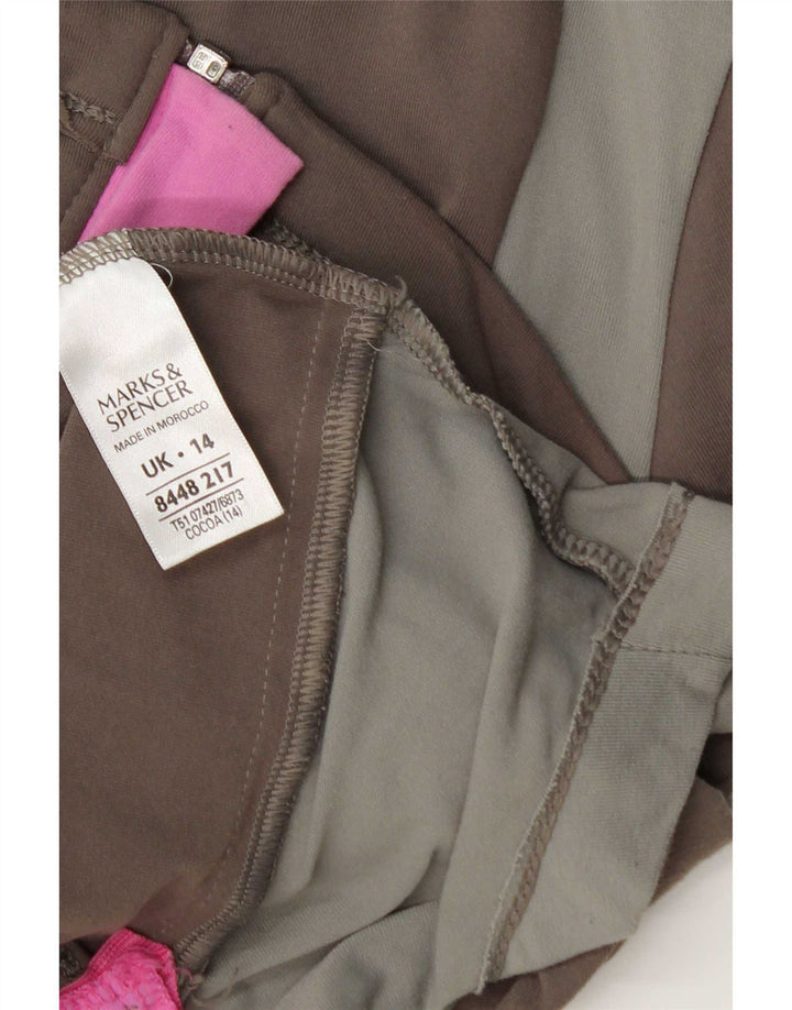 Marks & Spencer Womens træningsdragt topjakke UK 14 Stor brun farveblok