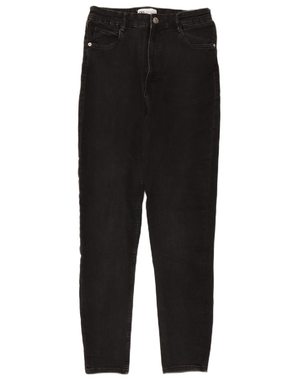 Zara Dame Højtalje Skinny Jeans EU 40 Medium W30 L28 Sort Bomuld