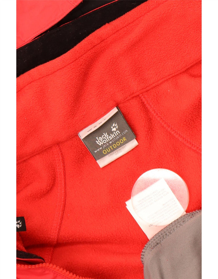 JACK WOLFSKIN Womens Hooded Windbreaker Jacket UK 16 Large Red Colourblock