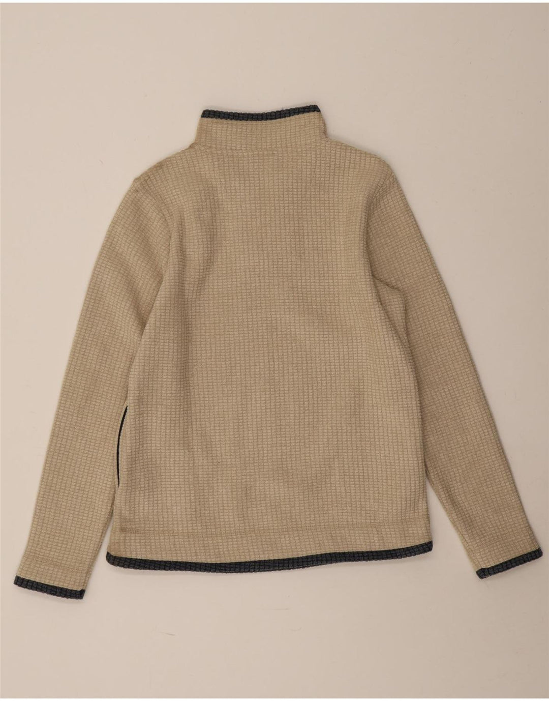 Weird Fish Dame Zip Neck Fleece Jumper UK 12 Medium Beige Polyester