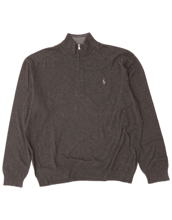 Polo Ralph Lauren Herre Zip Neck Sweater XL Grå Bomuld