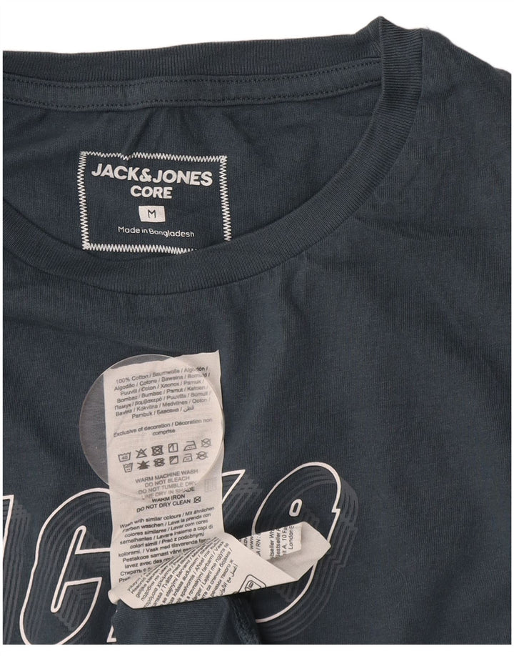 JACK & JONES Herre grafisk T-shirt top mellem marineblå bomuld