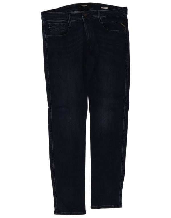 Replay Herre Anbass Slim Jeans W36 L32 Marineblå Bomuld