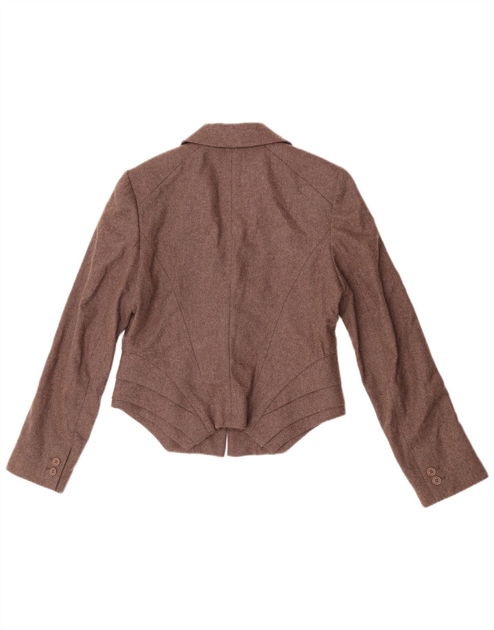 Reiss Dame 1 Knap Blazer Jacket UK 12 Medium Brun Uld