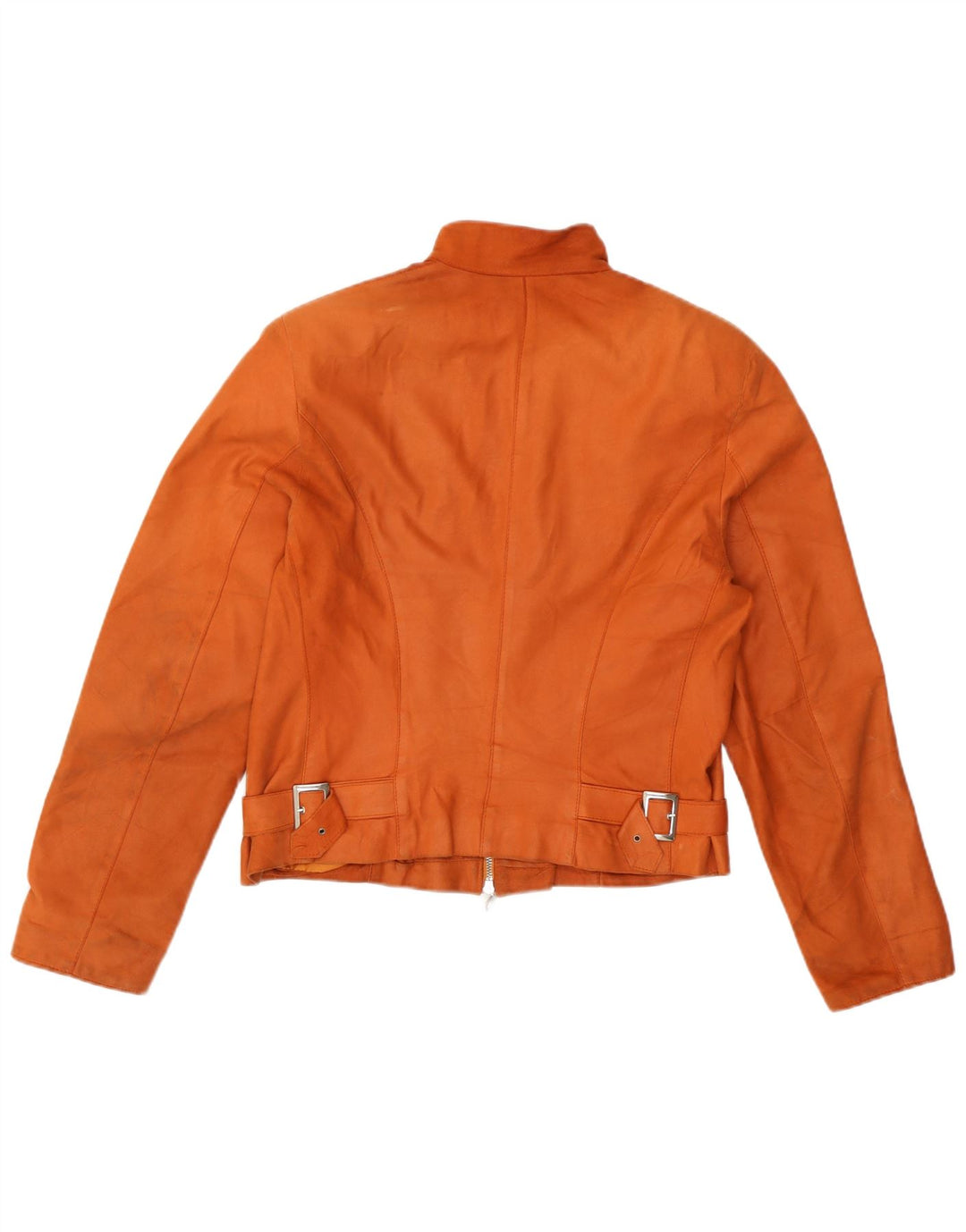 Vintage Dame Crop Læderjakke IT 44 Medium Orange Læder